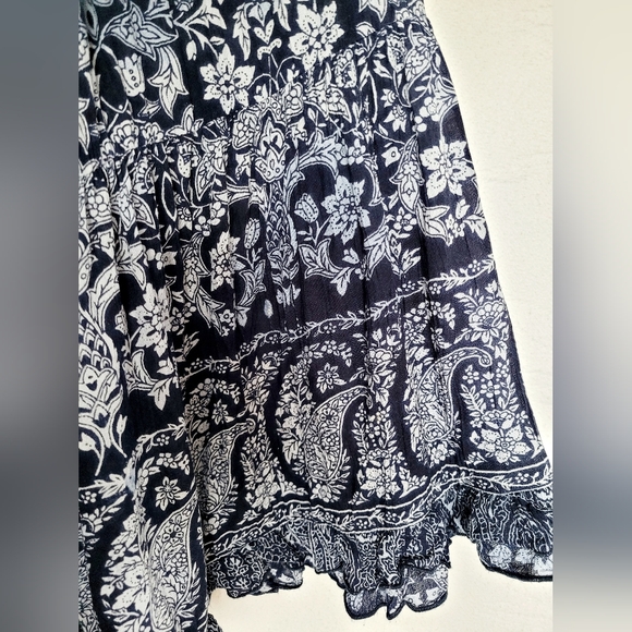 Roz&Ali Women's Plus Size 100%Rayon Maxi Skirt Crinkle Ruffle Pull On Blue 2X - Picture 10 of 12